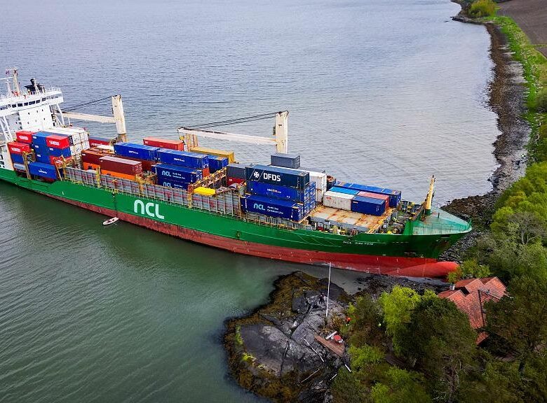 В Норвегії вантажне судно “в’їхало” в сад місцевого жителя