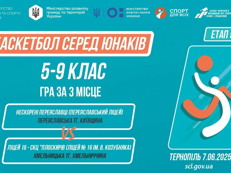 🏀Баскетбол [юнаки] 5-9 класи | Гра за 3 місце | Пліч-о-пліч [ Етап 5 ] 7.06.25