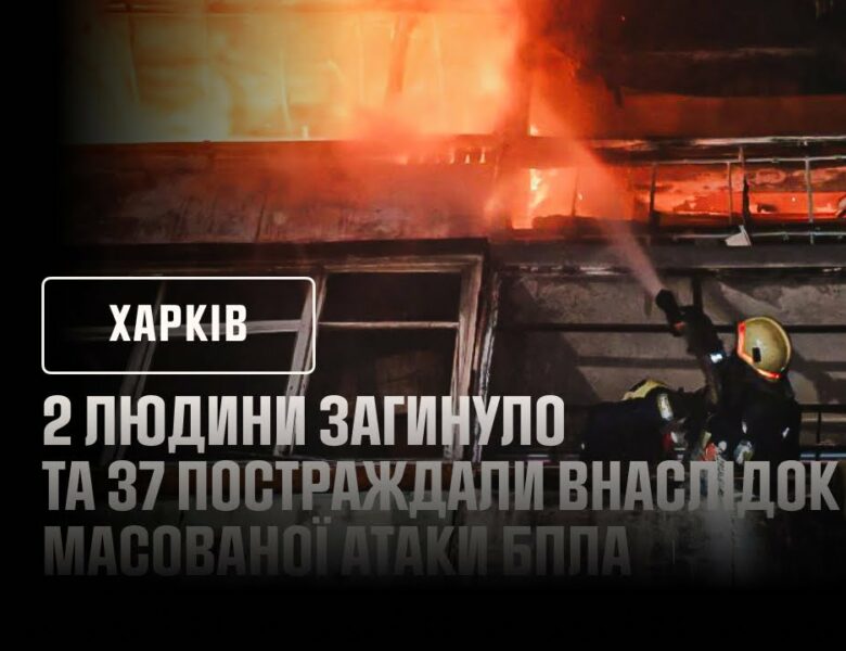 Харків: 2 людини загинуло та 37 постраждали внаслідок масованої атаки БпЛА