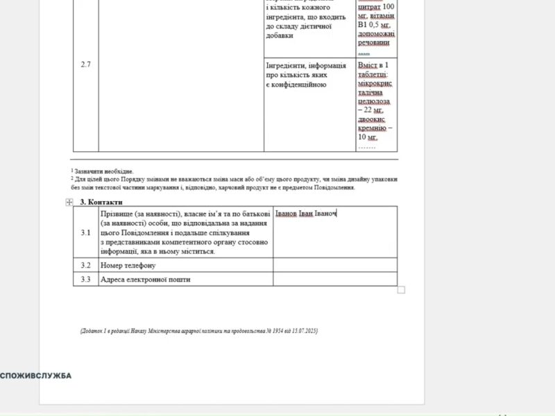 Як оформити повідомлення про намір першого введення в обіг дієтичних добавок