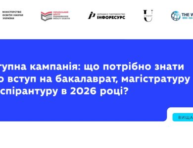Вступна кампанія: що потрібно знати про вступ на бакалаврат, магістратуру й аспірантуру в 2026 році?