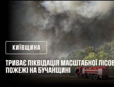 Київщина: триває ліквідація масштабної лісової пожежі на Бучанщині