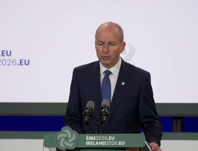 Президент України Володимир Зеленський і Прем’єр-міністр Ірландії Мікхол Мартін спілкуються з медіа